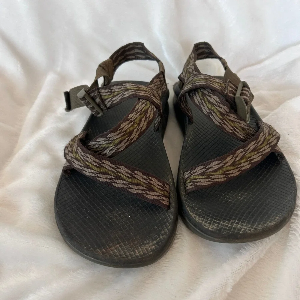 Chaco Z1 Classic Sandals Mens 12 Brown Patterned Straps Hiking Gorpcore